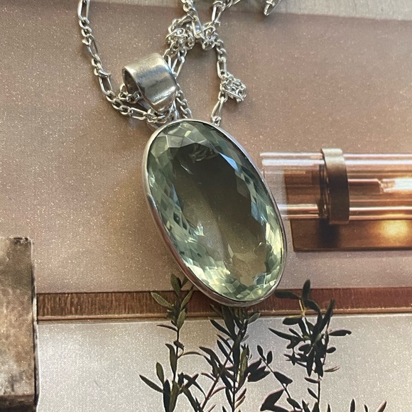 925 Sterling silver Natural Green Amethyst Pendent with Sterling silver chain!! - Picture 16 of 17